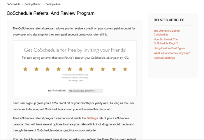 Coschedule's refer a friend campaign